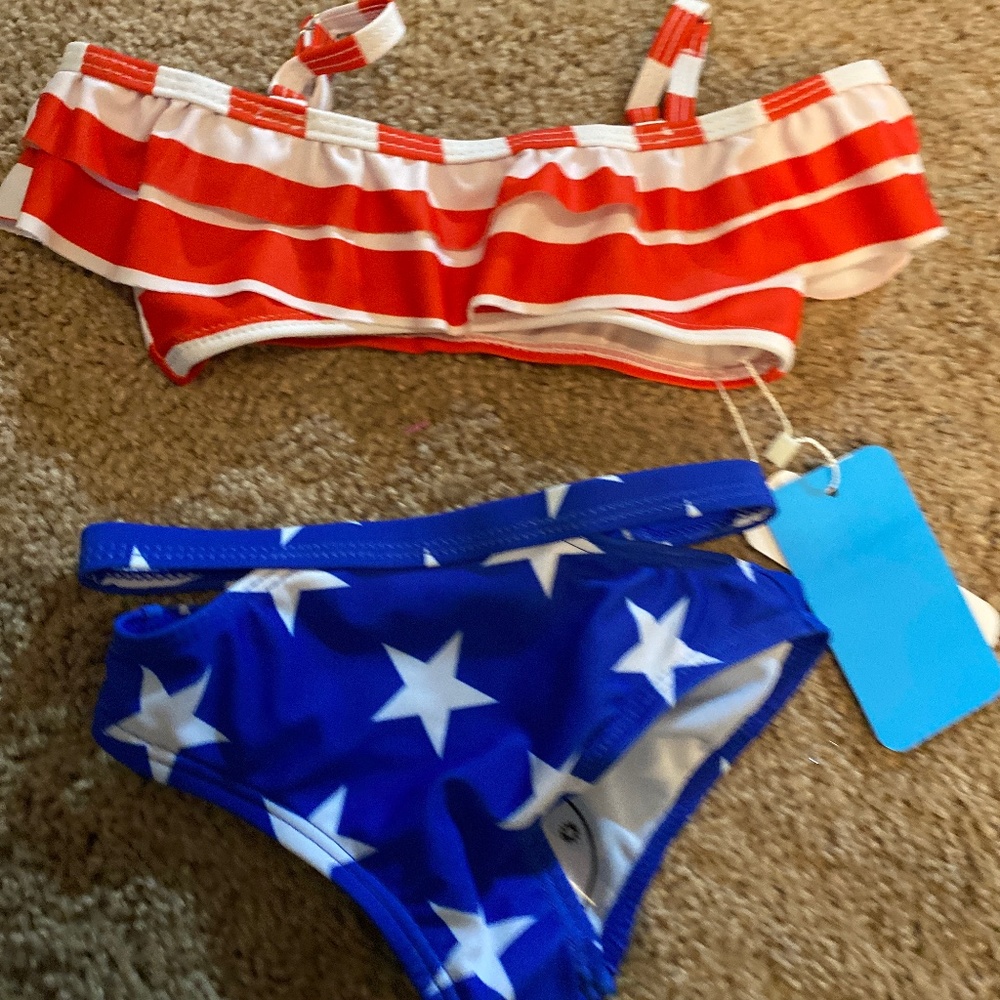 Baby girls swimsuit bikini Sz 9 12 months Stars and Stripes America USA